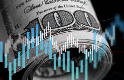 Safe-haven currency investment concept, banknote and graph