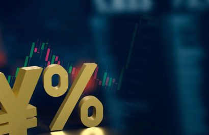 Gold yen symbol and zero percent for Japan Business concept 3d rendering